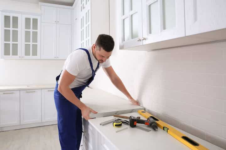 A kitchen countertop made of a durable and stain-resistant material, designed for easy maintenance in Waco